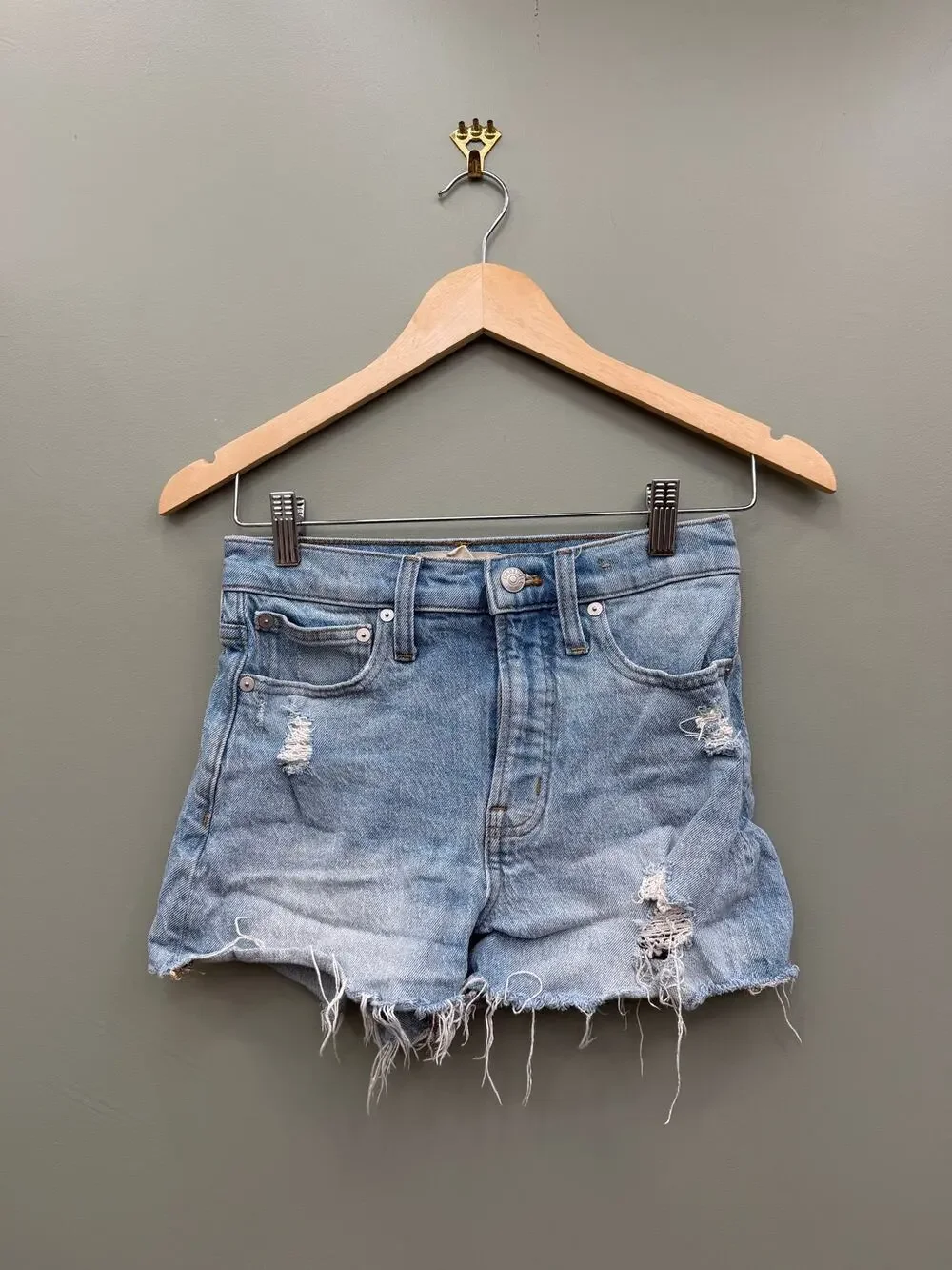 Madewell The Perfect Jean Short Size 24 High Rise Distressed Cut Off Denim
